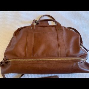 Sole Society Large Weekender Vegan Leather Bag Bottom Zippered Shoe Compartment